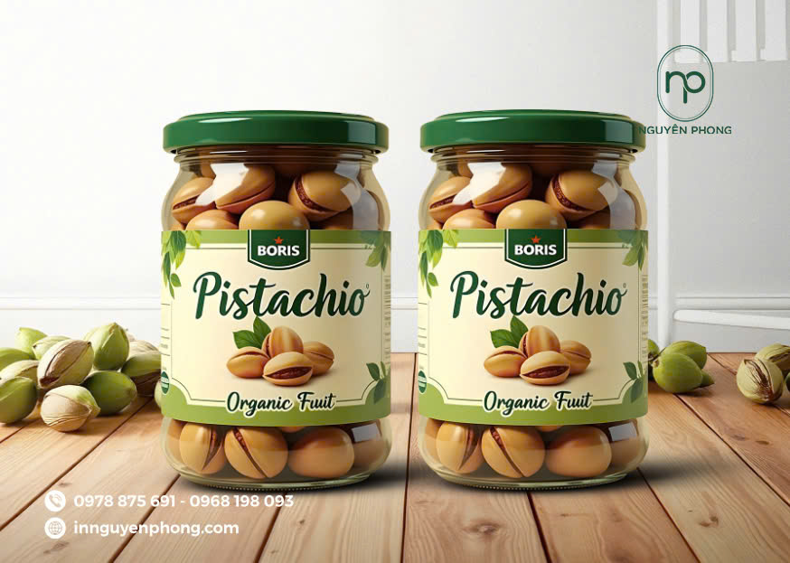 In tem nhãn dán lọ PistachioIn tem đồ uống